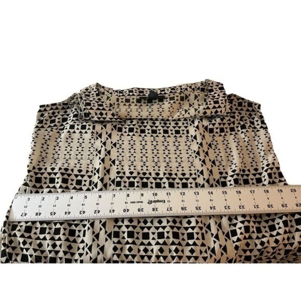 Style & Co Womens Geometric Print Ruffle Hem Shift Dress Tan Black Size 12 - Picture 6 of 11
